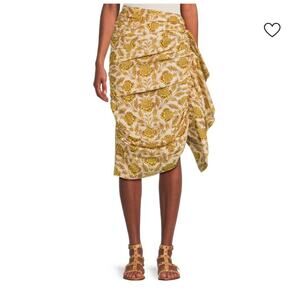 Rhode Felicity Ruffle Skirt Size XS Yellow Cotton Bohemian Coastal Resort Wear